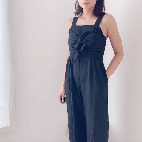 BLACK DOUBLE KNOT OVERALL JUMPSUIT - Picture 7 of 9